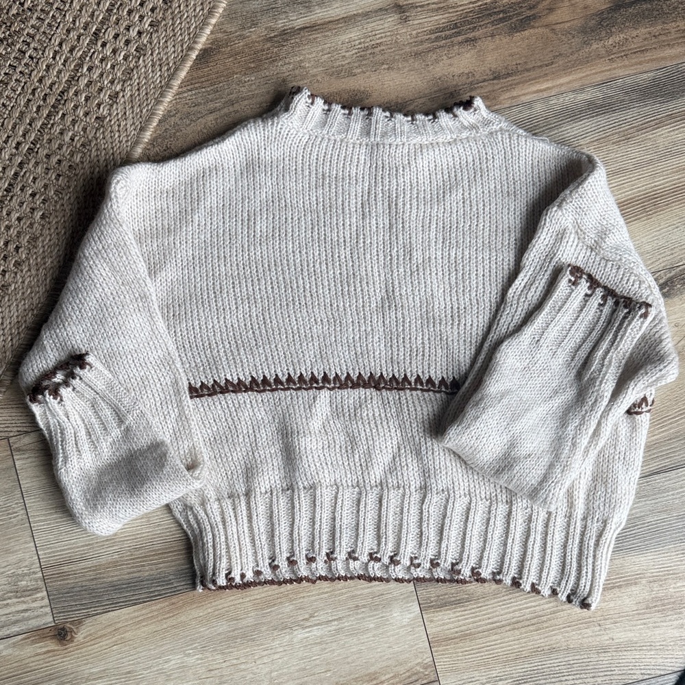 Cozy Cream and Brown Women's Sweater
